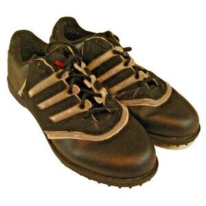 Womens Adidas Black Suede Leather Golf Shoes Molded In SoftSpikes sz 5